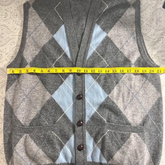 Gieves & Hawke Pure New Wool Button Down Knit Argyle Cardigan Vest Size S - Picture 7 of 9
